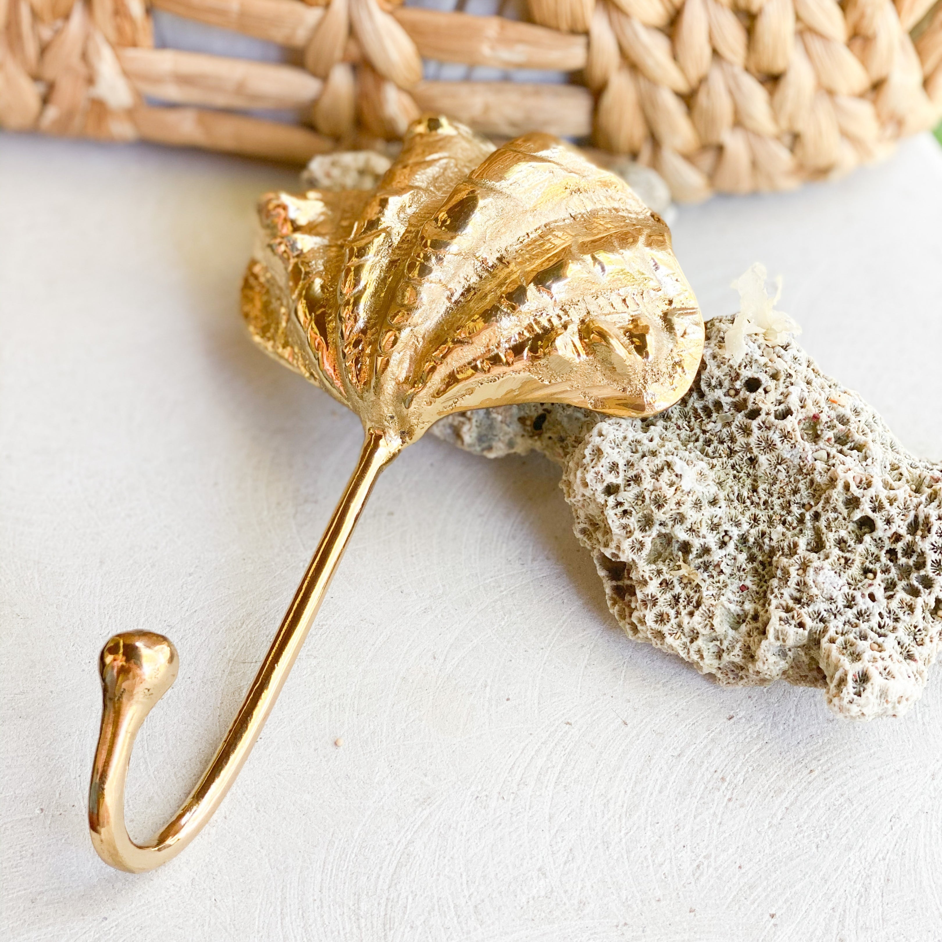 Wall Hooks – Coral and Brass