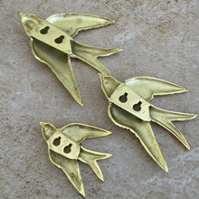 Load image into Gallery viewer, Gold Heirloom Brass Flying Swallow - Wall Decor - Coral and Brass