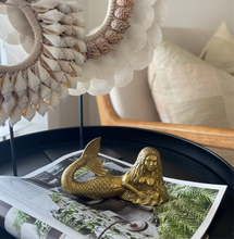 Load image into Gallery viewer, Seaerra - Brass Mermaid Tabletop Ornament - Coral and Brass