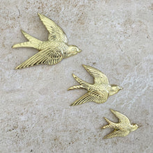 Load image into Gallery viewer, Gold Heirloom Brass Flying Swallow - Wall Decor - Coral and Brass