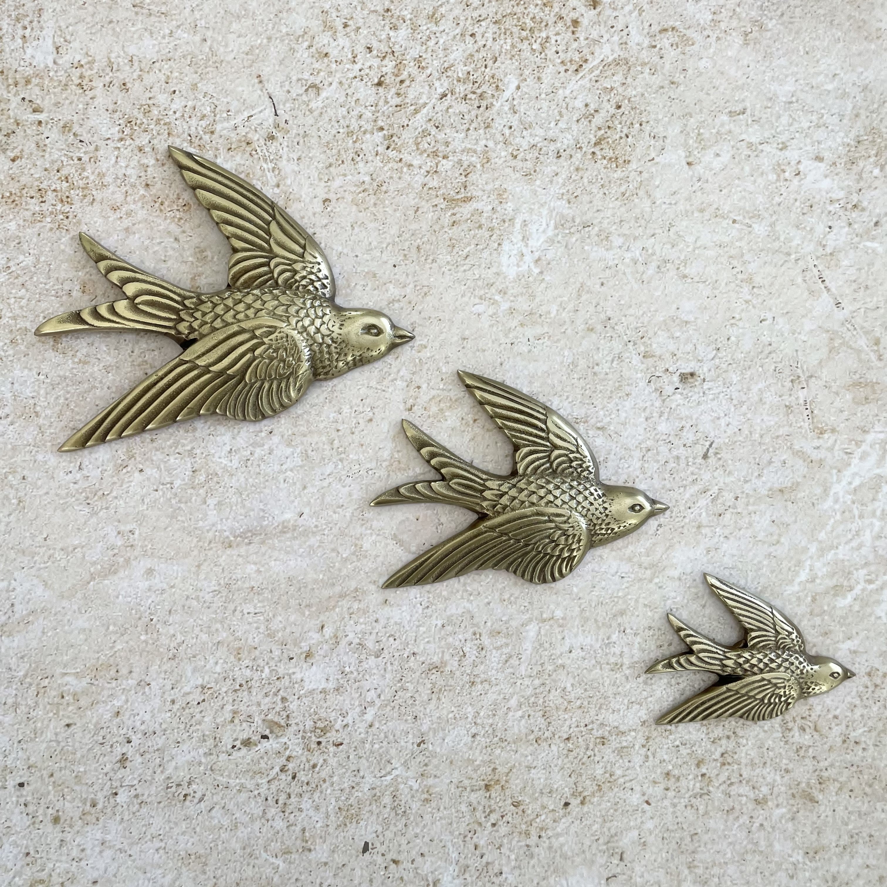 Heirloom Brass Flying Swallow Birds - Wall Decor