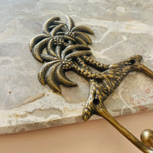Load image into Gallery viewer, Large Coconut 3 Palm Hook - Antique - Coral and Brass