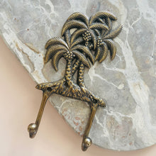 Load image into Gallery viewer, Large Coconut 3 Palm Hook - Antique - Coral and Brass