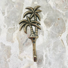 Load image into Gallery viewer, Medium Twin Palms Hook - Antique Brass - Coral and Brass