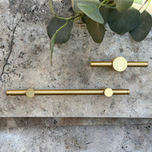 Load image into Gallery viewer, Lennox T-Bar - Satin Brass - Coral and Brass