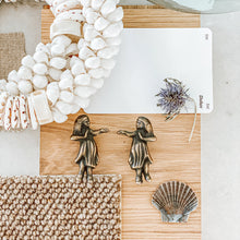 Load image into Gallery viewer, Set of 2 Hula Girl Drawer Pulls - Brass