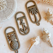 Load image into Gallery viewer, Keychain Palm Tree Brass Bottle Openers - Brass