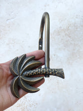 Load image into Gallery viewer, Palm Tree Curtain Pull Back - Antique Brass by CB - Coral and Brass