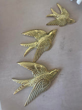 Load image into Gallery viewer, Gold Heirloom Brass Flying Swallow - Wall Decor (seconds)
