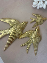 Load image into Gallery viewer, Gold Heirloom Brass Flying Swallow - Wall Decor (seconds)
