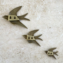 Load image into Gallery viewer, Heirloom Brass Flying Swallow Birds - Wall Decor - Coral and Brass
