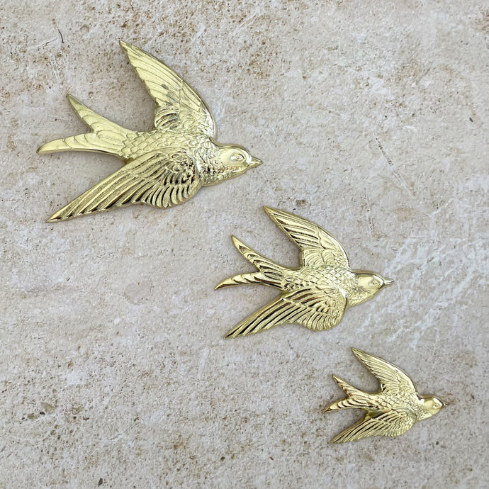 Gold Heirloom Brass Flying Swallow - Wall Decor - Coral and Brass