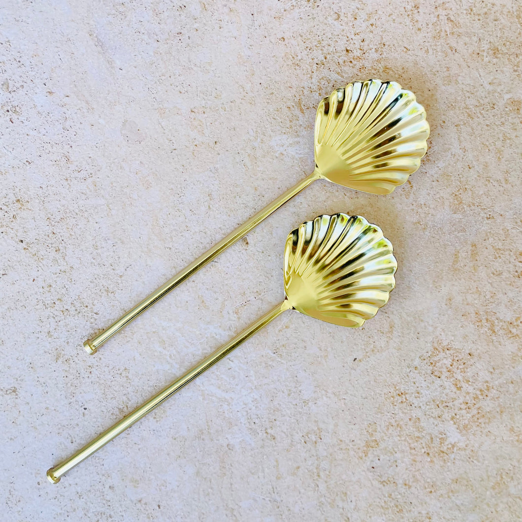 Luxury Clam Shell Stainless Steel Salad Servers