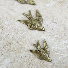 Load image into Gallery viewer, Heirloom Brass Flying Swallow Birds - Wall Decor - Coral and Brass
