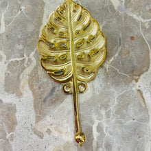 Load image into Gallery viewer, Large Monstera Leaf Hook - Brushed Gold - Coral and Brass
