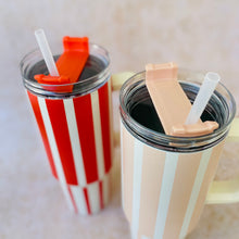 Load image into Gallery viewer, Vertice Stripe Insulated Mug 1.2L Burnt Red - Coral and Brass
