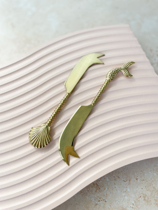 Christmas Special - Cheese Knife Set - Coral and Brass