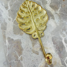 Load image into Gallery viewer, Large Monstera Leaf Hook - Brushed Gold - Coral and Brass
