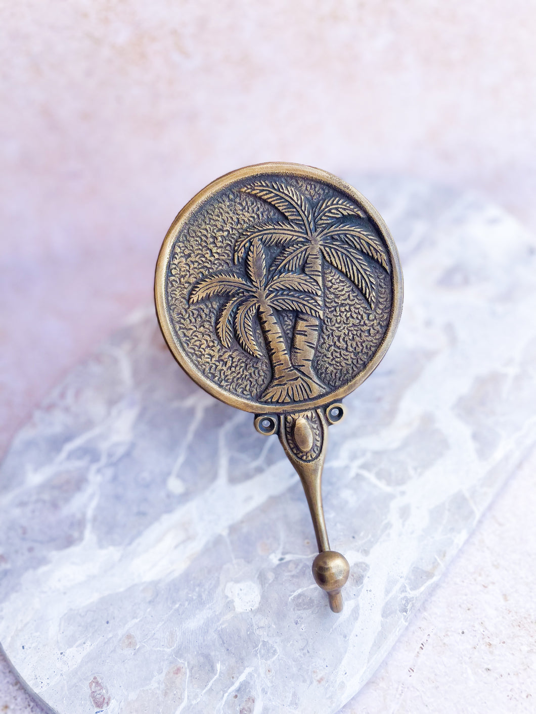Medium Double Palm Hook - Brass - Coral and Brass