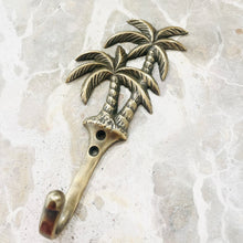 Load image into Gallery viewer, Medium Twin Palms Hook - Antique Brass
