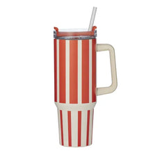 Load image into Gallery viewer, Vertice Stripe Insulated Mug 1.2L Burnt Red - Coral and Brass
