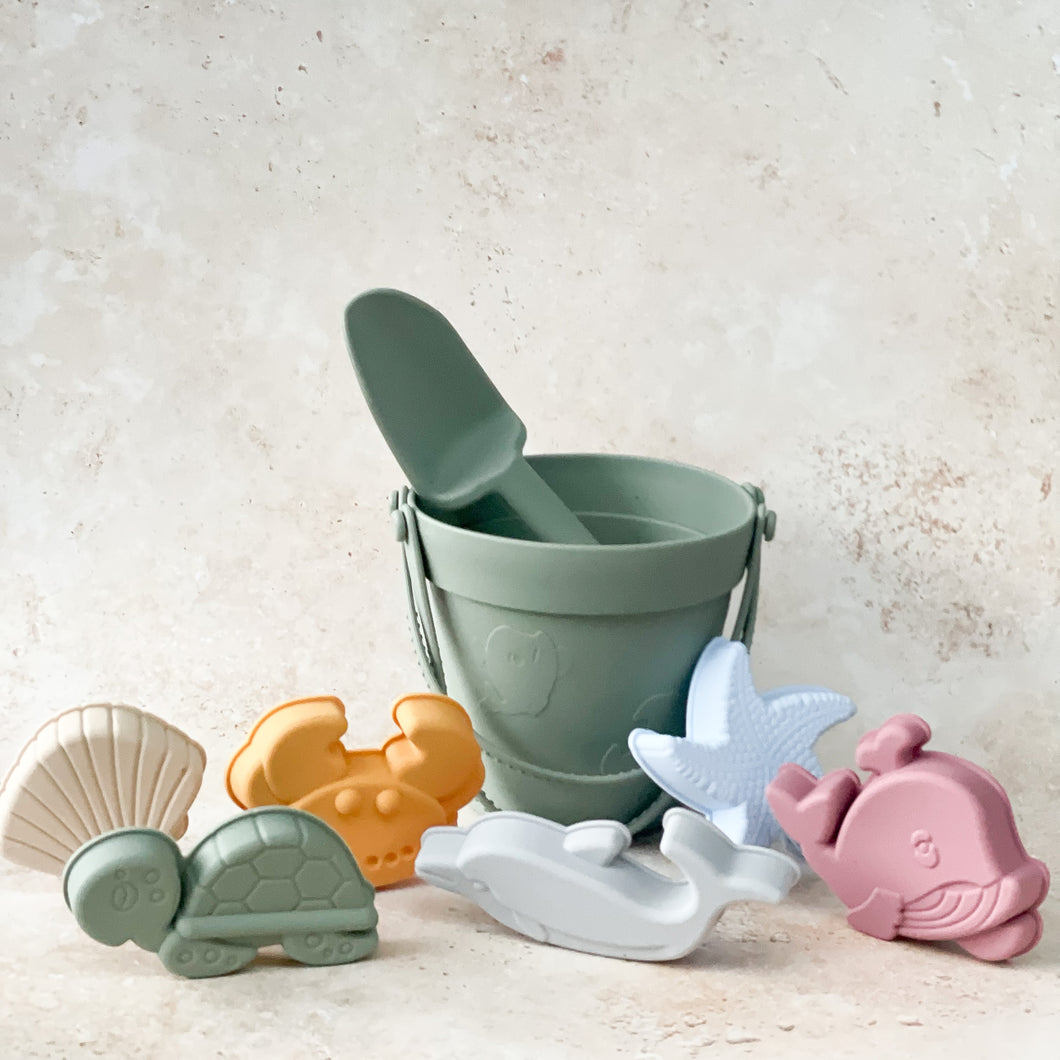 Sand and Sea Silicone Beach Bucket Set - Pastel Green