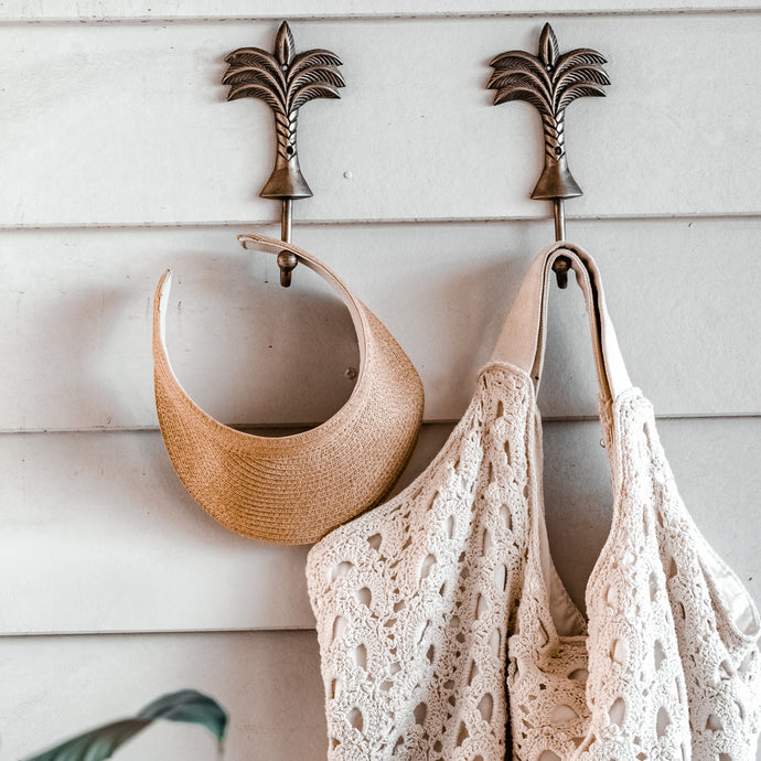 Large Palm Tree Hook - Brass
