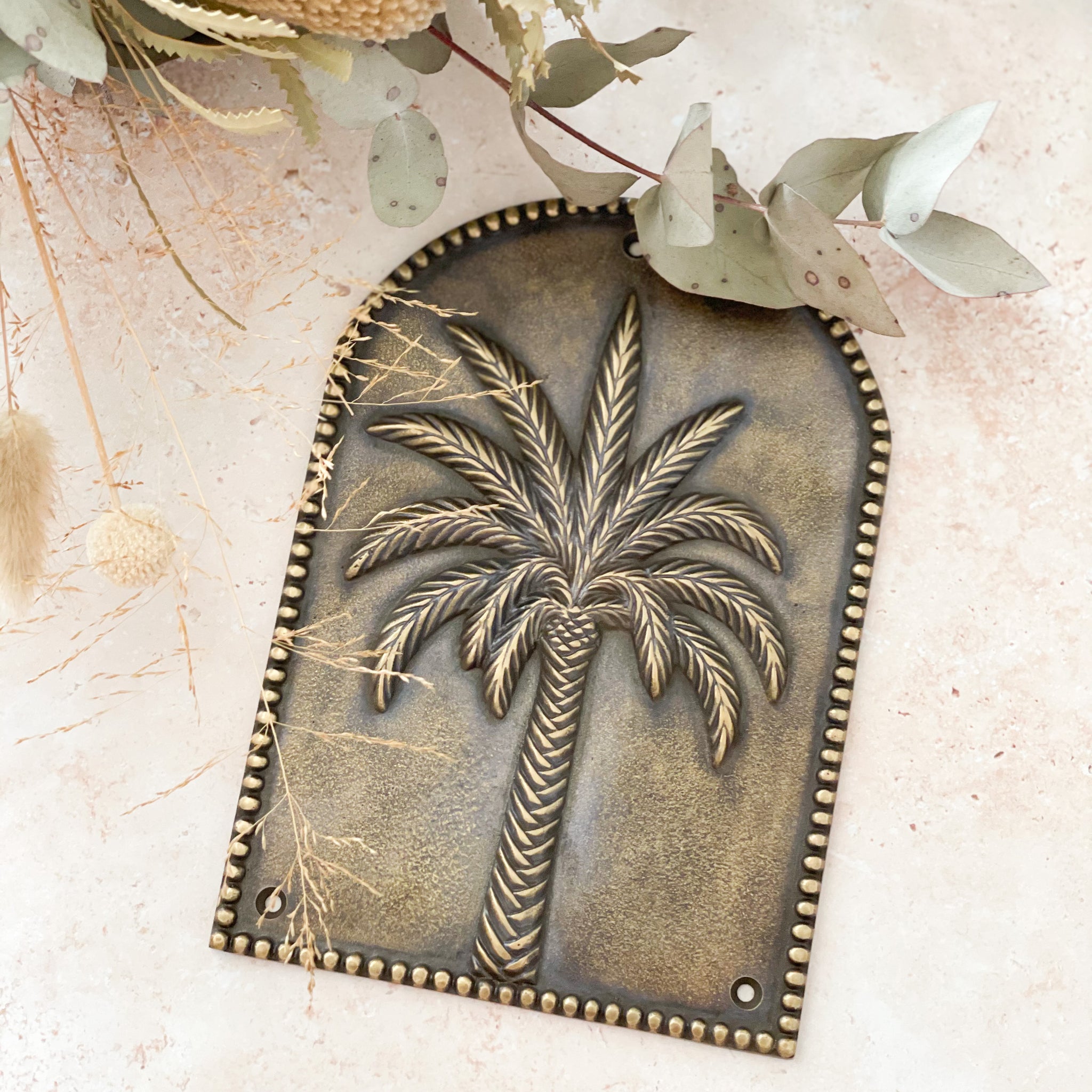 Banana Palm Arch Wall Plaque - Brass by CB