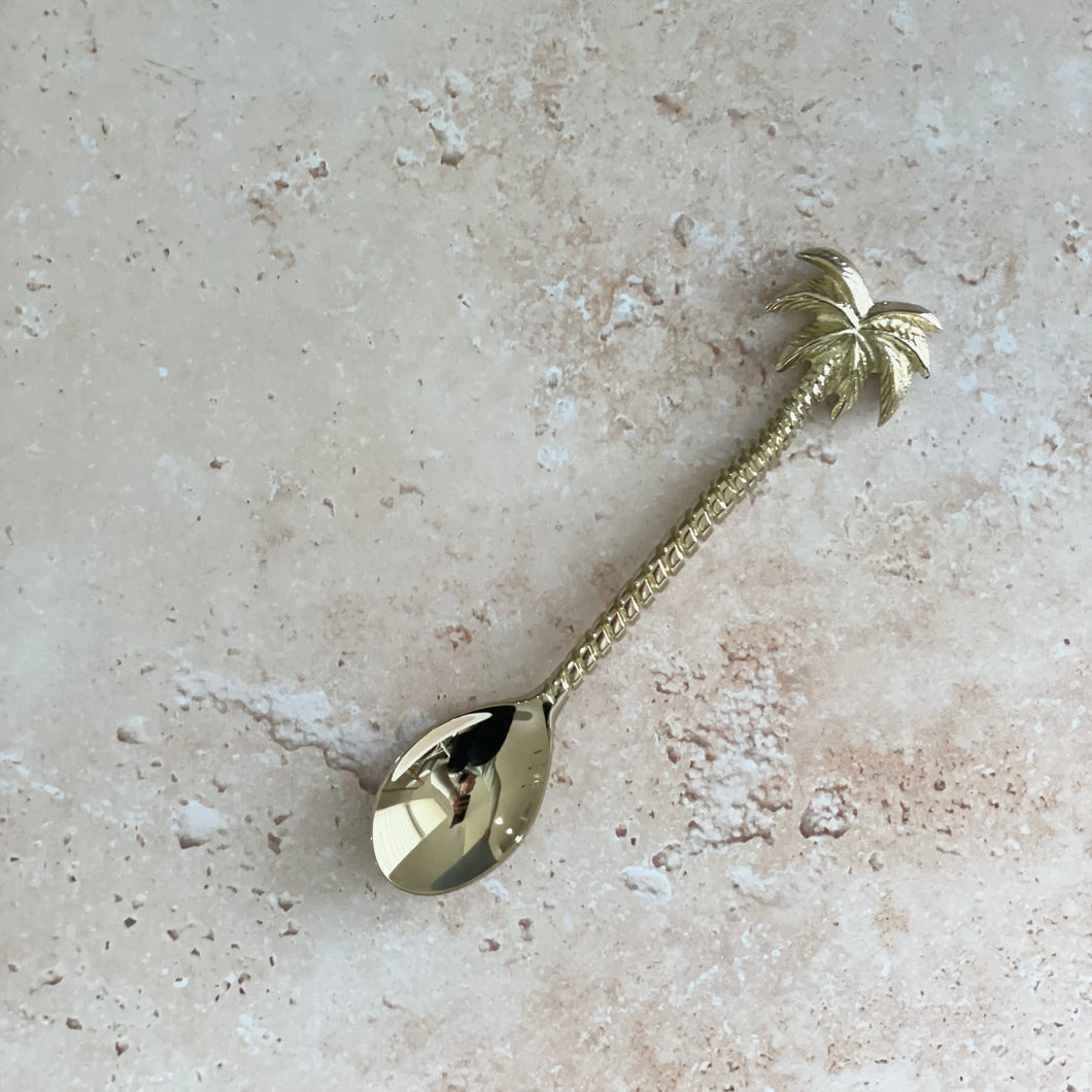 Palm Tree Teaspoon - Brushed Gold