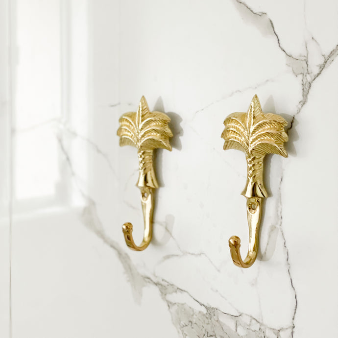 Small Palm Tree Hook - Brushed Gold