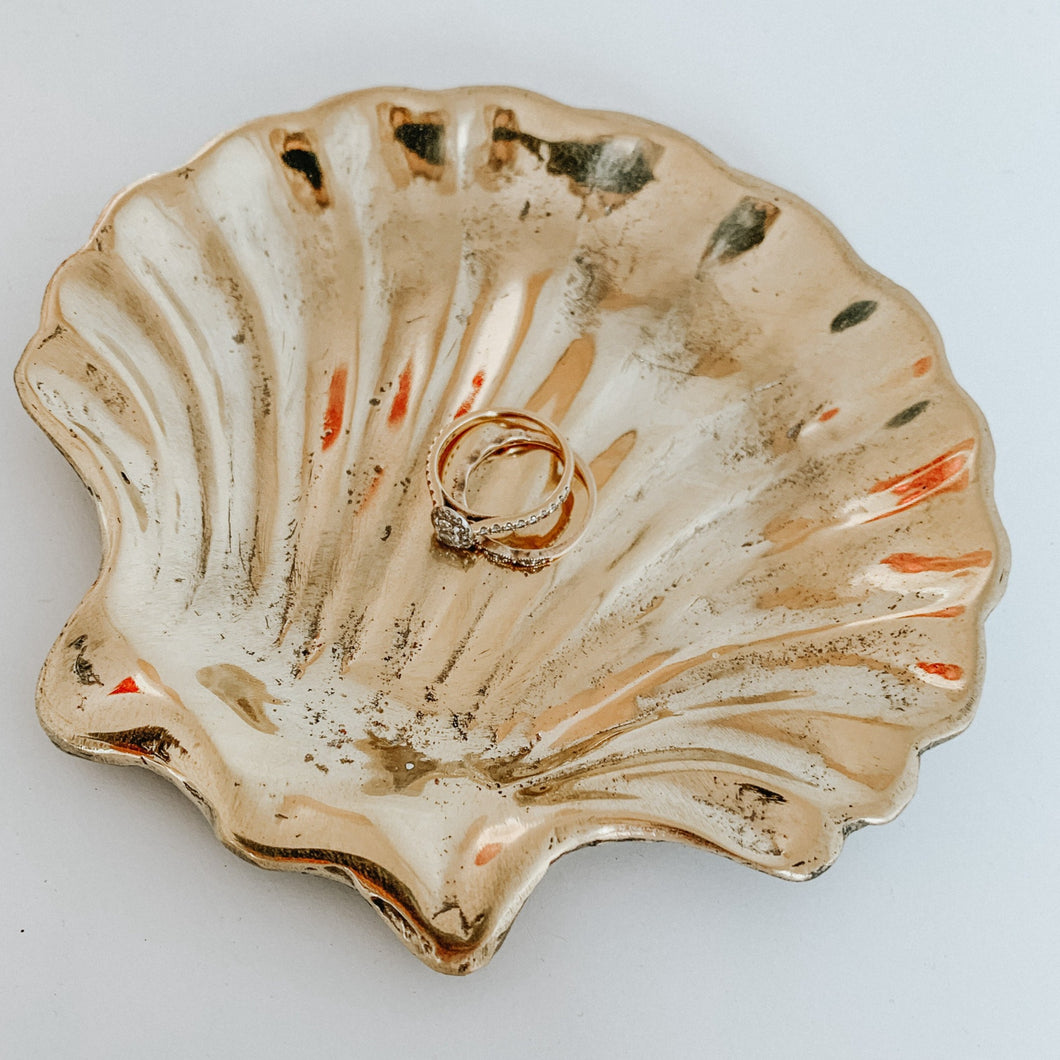 Scalloped Shell Trinket Dish- Brushed Gold