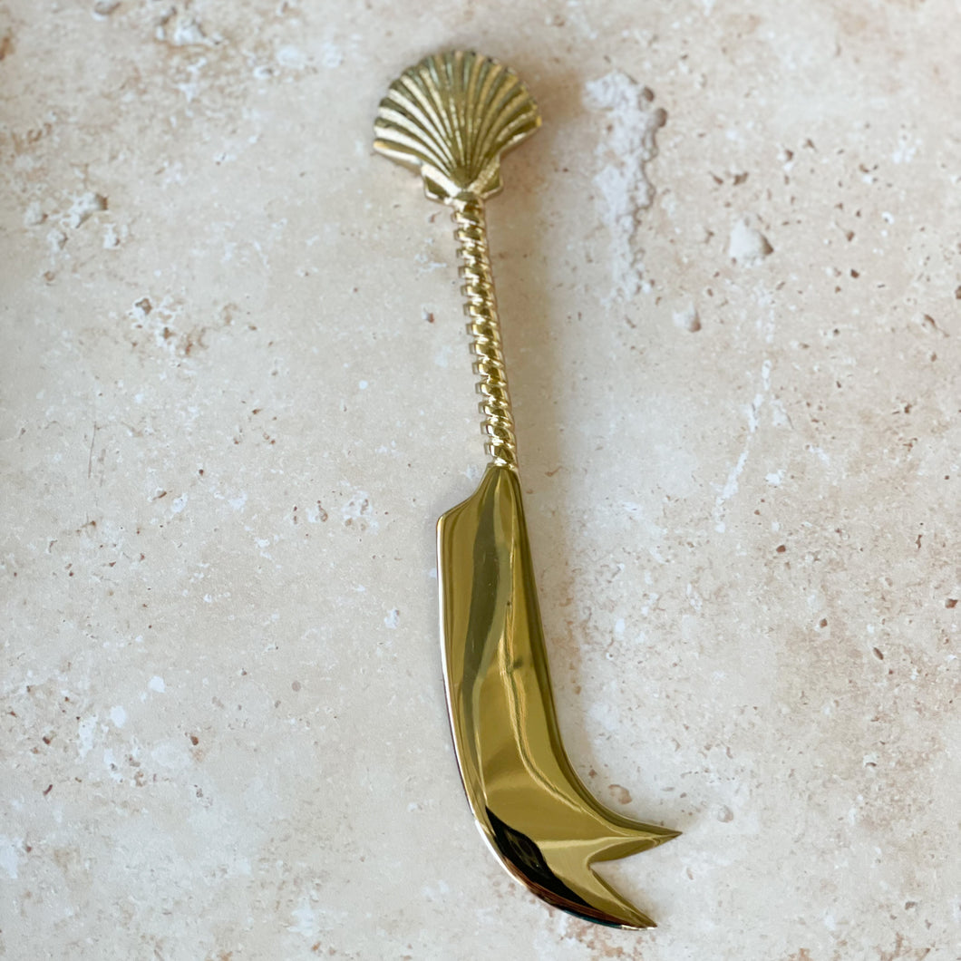 Mermaid Shell Cheese Knife - Brushed Gold
