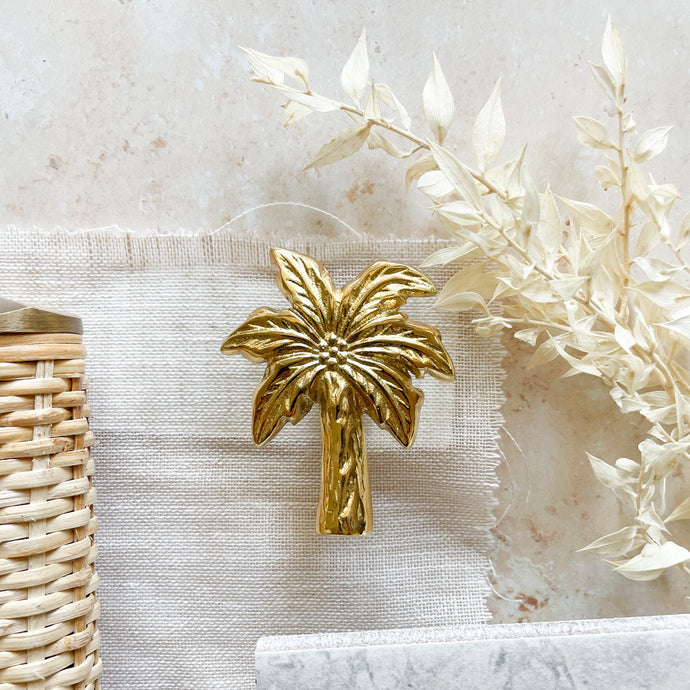 Coco Palm Drawer Pulls - Brushed Gold