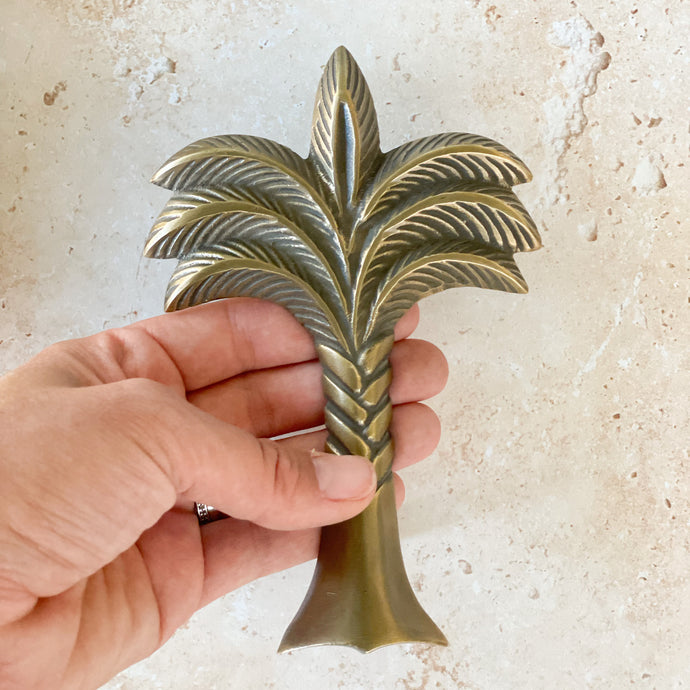 Large Palm Tree Door Handle - Brass